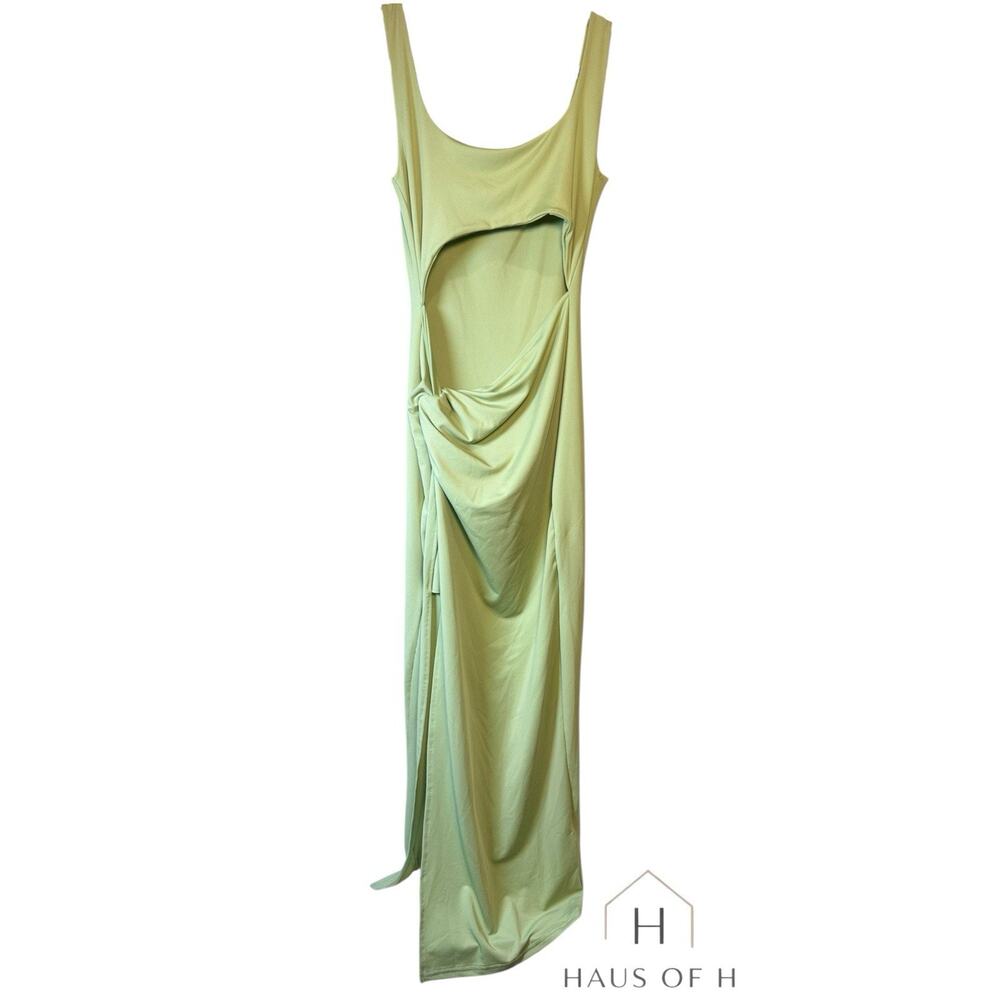 Haus of H Sexy Light Green Sleeveless Cut Out Side Slit Maxi Dress M